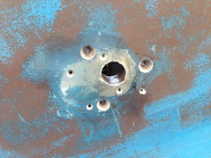 Engine intake holes before filling and through-hull install