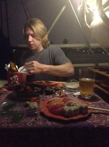 our sushi dinner, lit perfectly!