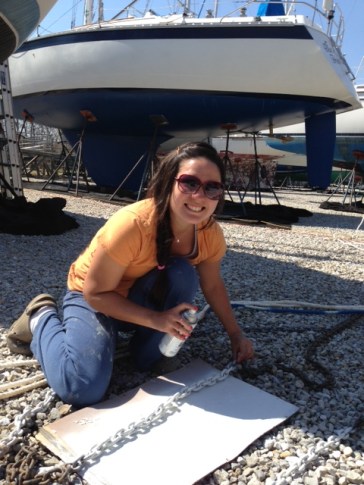 that's me! painting our chain at every 20 feet!