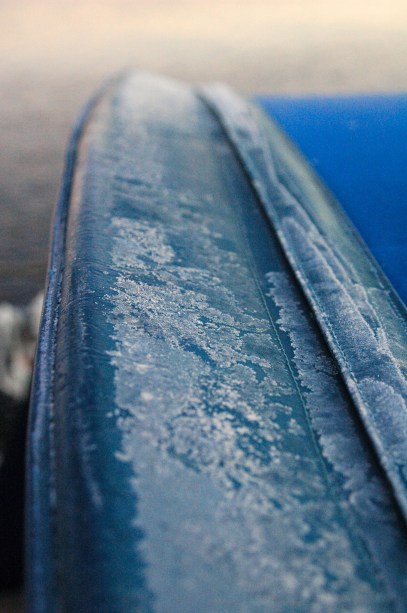 Frost on our dodger in Elizabeth City, NC.