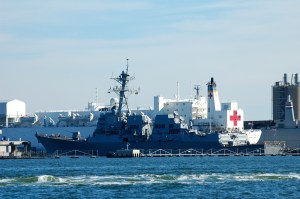 More big ships and the US Naval Hospital Ship “Comfort.”