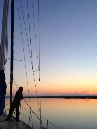 Me at sunrise.  Pulling up anchor at Wahoo River, Georgia.