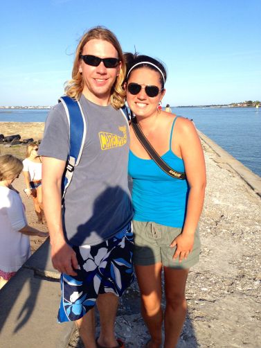 Here’s us at the fort.  You gotta love the photo skills of a passing stranger!  I guess she wanted to be in the pic too! 