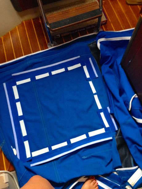 Lapels stuck, panel off, ready to run through the machine!