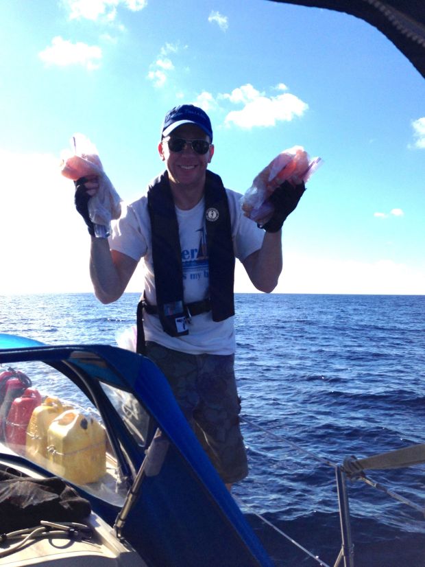 A happy fisherman with his catch of the day!