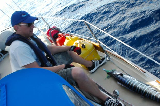 This was one I took with my eyes closed :)  The Wahoo fish and my wahoo, JR.