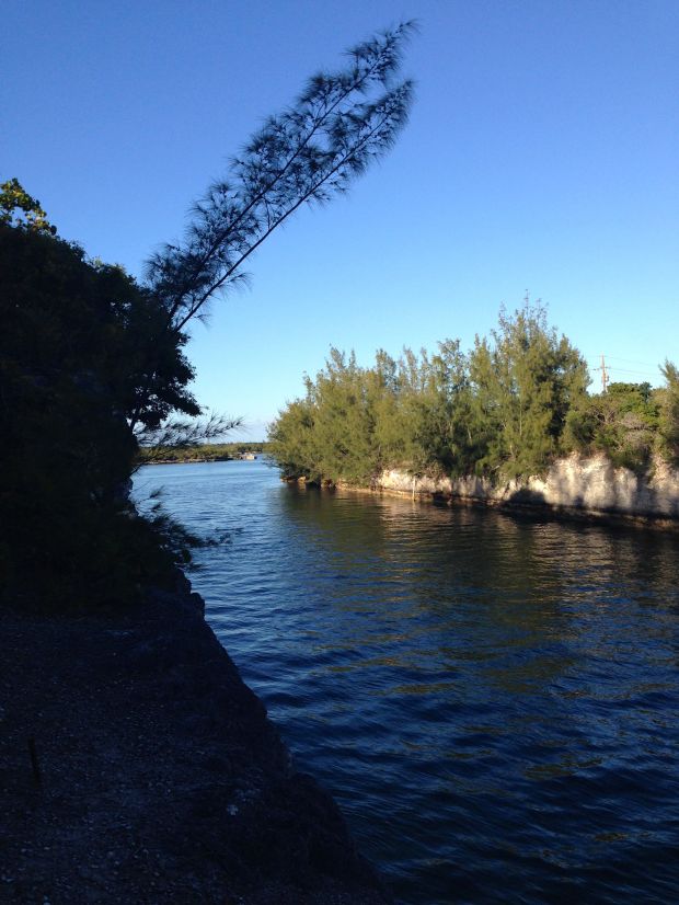 The cut heading into Great Harbor Cay Marina.