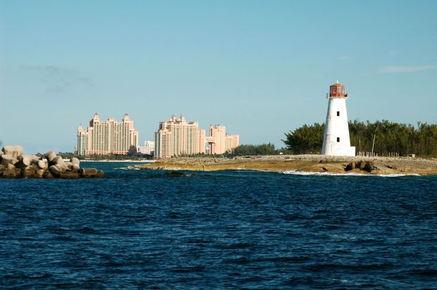 Entering the harbor in Nassau, proper.