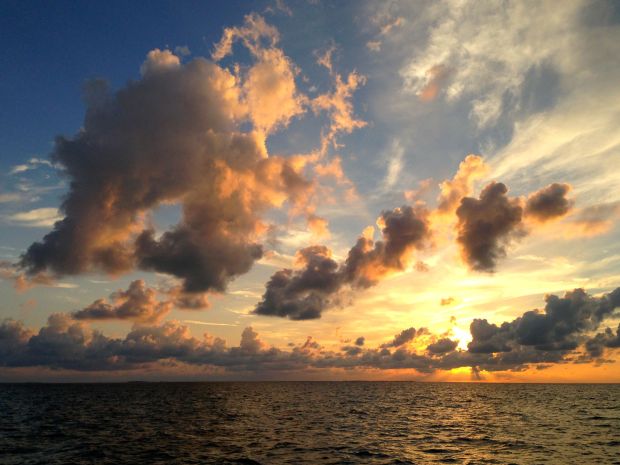 Sunset during our short visit to Alders Cay.