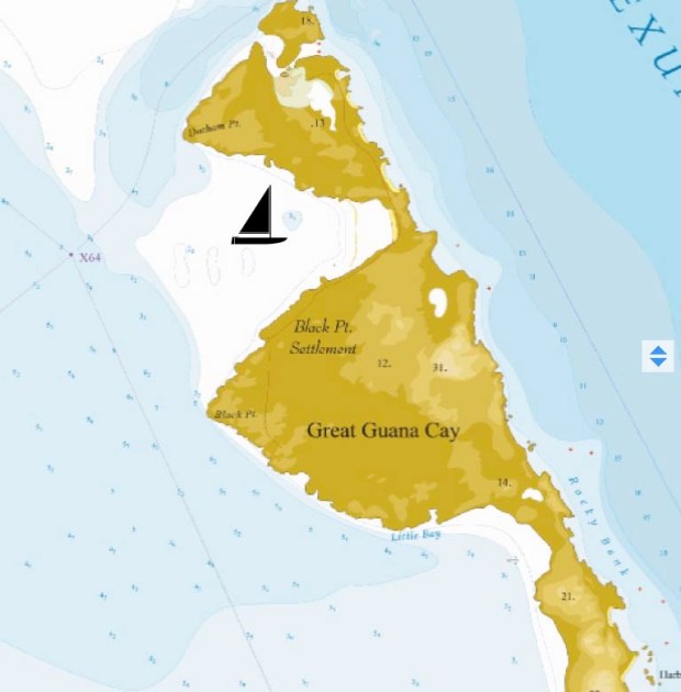 Our only anchoring option in Black Point was exposed to those pesky west winds!