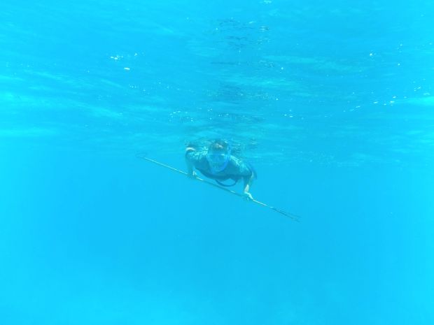 JR swimmin' with his spear!