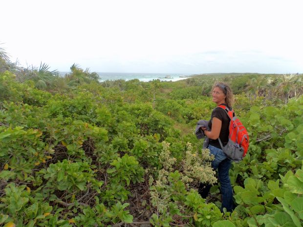 Kim trying to find the trail!