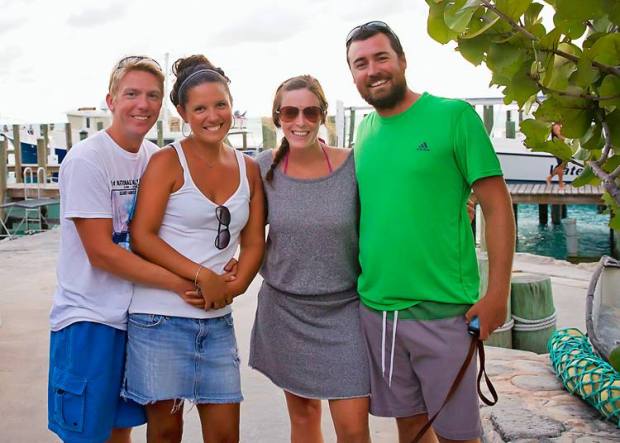 Us, Kim, and Jereme at Staniel Cay Yacht Club. It was a fun and cheap night!