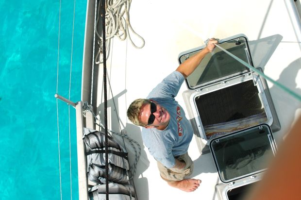 Peepin at Jake from the mast.