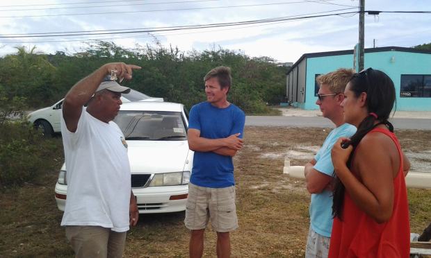 Here's us, chatting with Emil.  (Photo by Kim!)