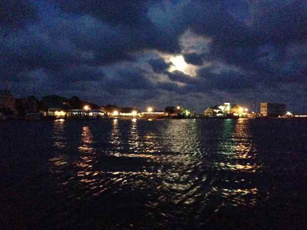 Full-ish moon over Southport, NC.