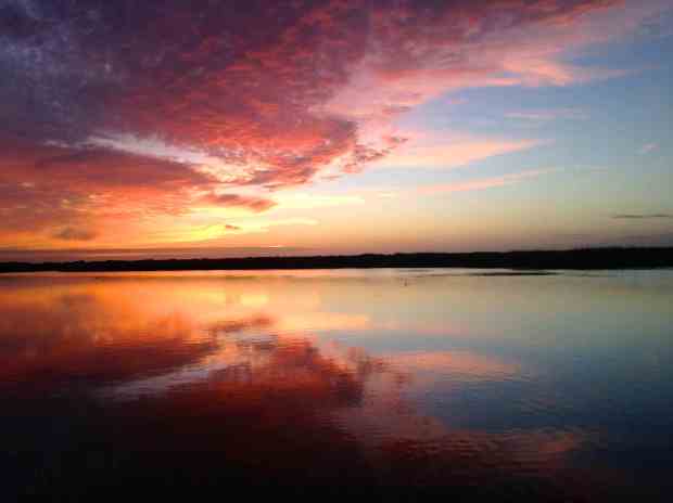 A beautiful Georgia sunset in a lovely anchorage called Wally's Leg.