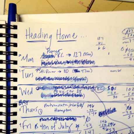 Planning our route home…  Lots of revisions!