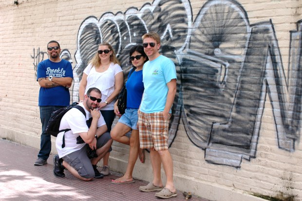 Santa Cruz - Our crew, walking the mean streets of Santa Cruz.