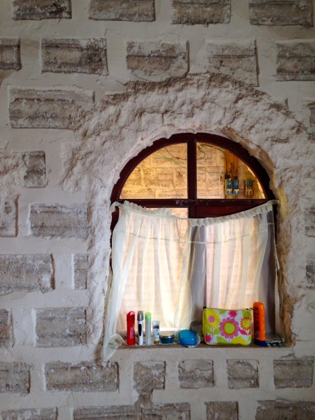 The window in our salt room.  Those are salt bricks!